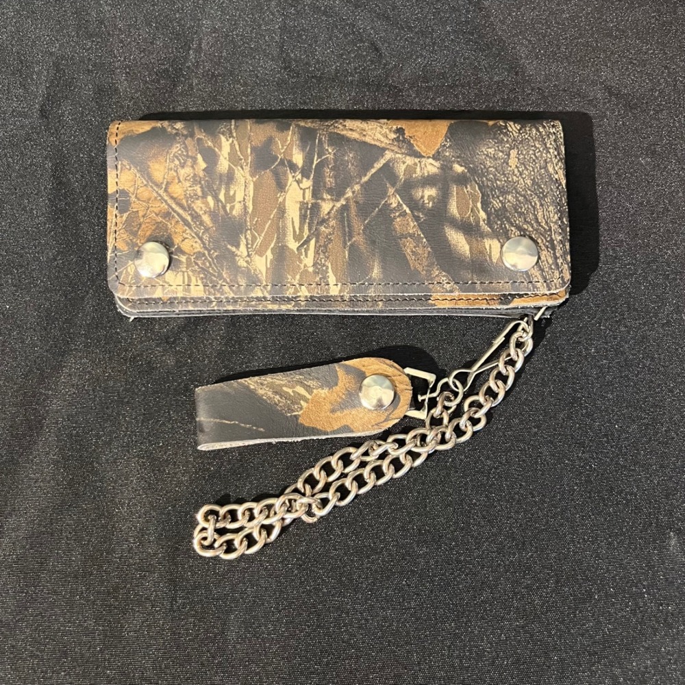 CTM‎ Genuine Leather Camo Biker Chain Wallet Mens Woodland Camouflage Wallet